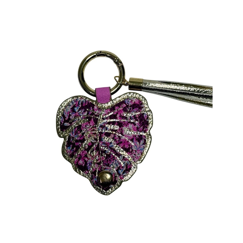 Lilly Pulitzer Gold Leaf Purpleโ Patterned Keychain Wristlet